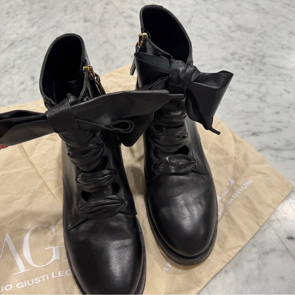 Stylish Black Ankle Boots with Bow by AGL